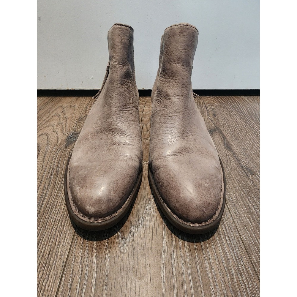 Born Kerri Taupe Distressed Leather Ankle Boots Dual Zip Womens 9.5 M